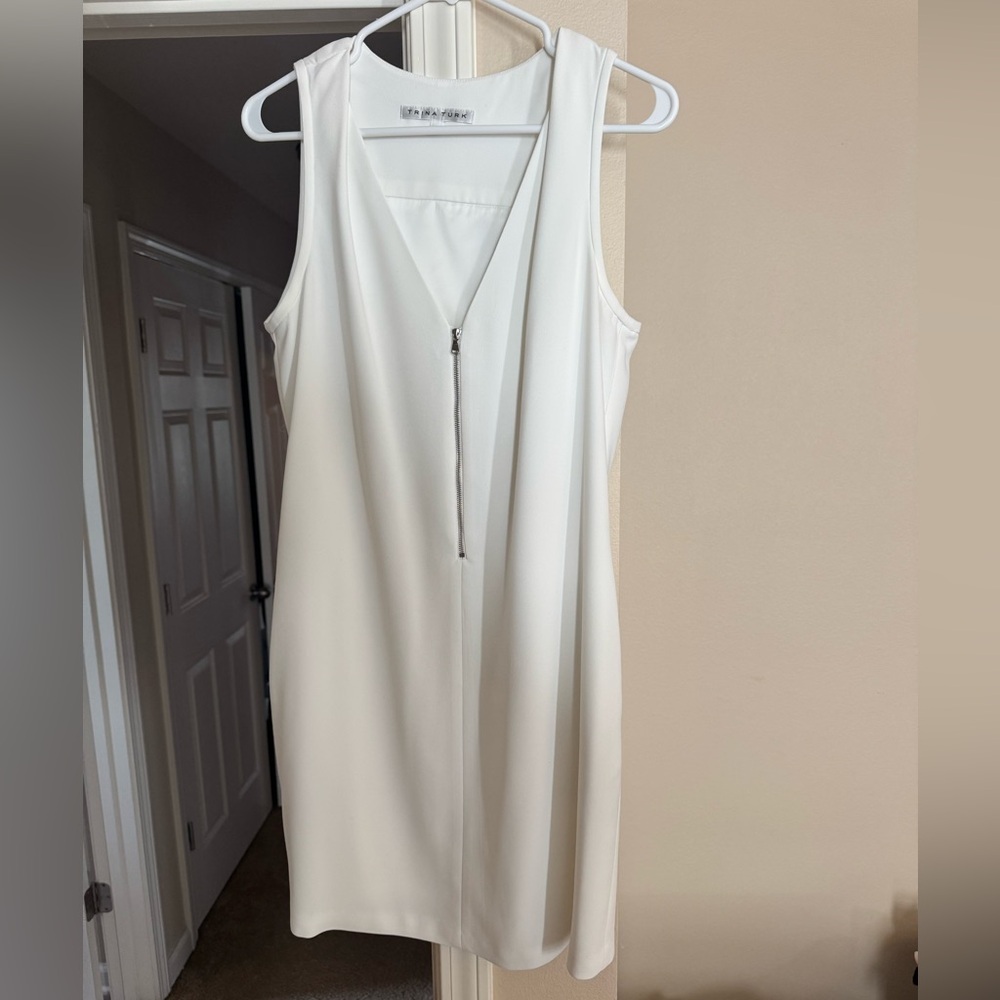 Like new Trina Turk, white zip front dress size 8. Great condition. Lined inside